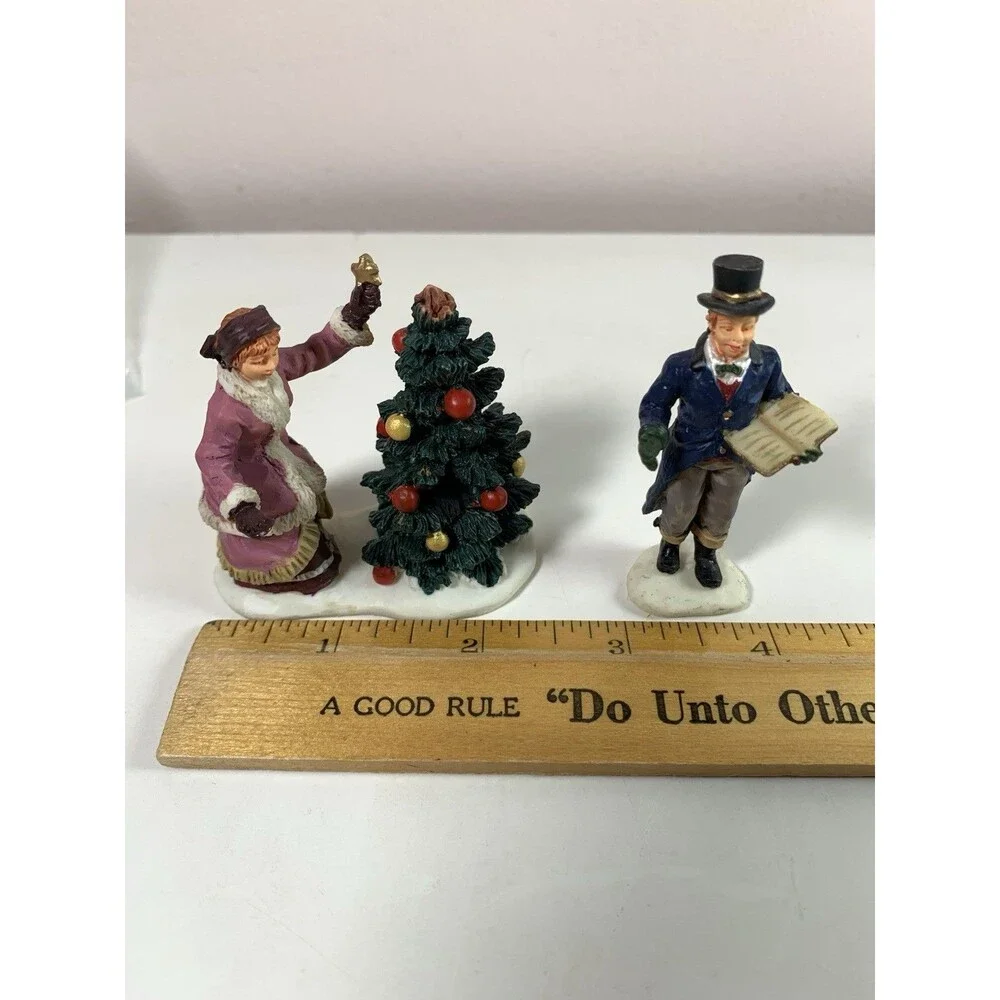Lemax Christmas Figurines Lady Decorating Tree Man Singing Holiday Village Decor
